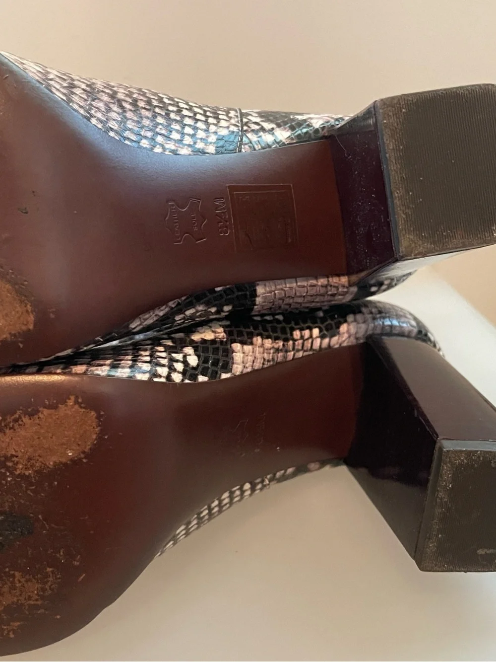 Tory Burch Snake-Print Leather Ankle Boots Booties 8.5 M